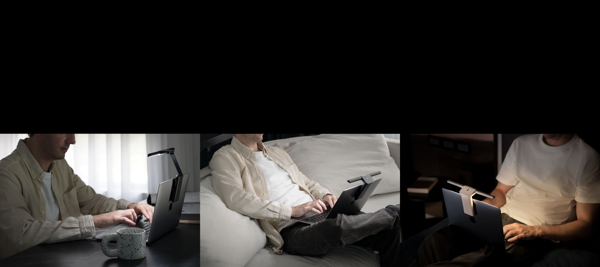 LaptopBar Work and create wherever with LaptopBar, a light bar built for your laptop.