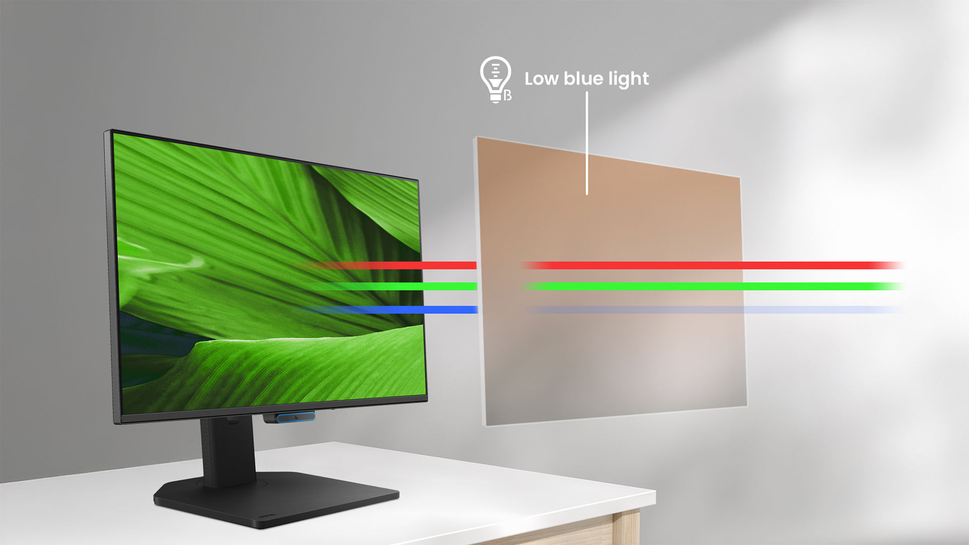 低蓝光在不偏黄的情况下减少眼睛疲劳——专业护眼认证（TUV），保留真实颜色。