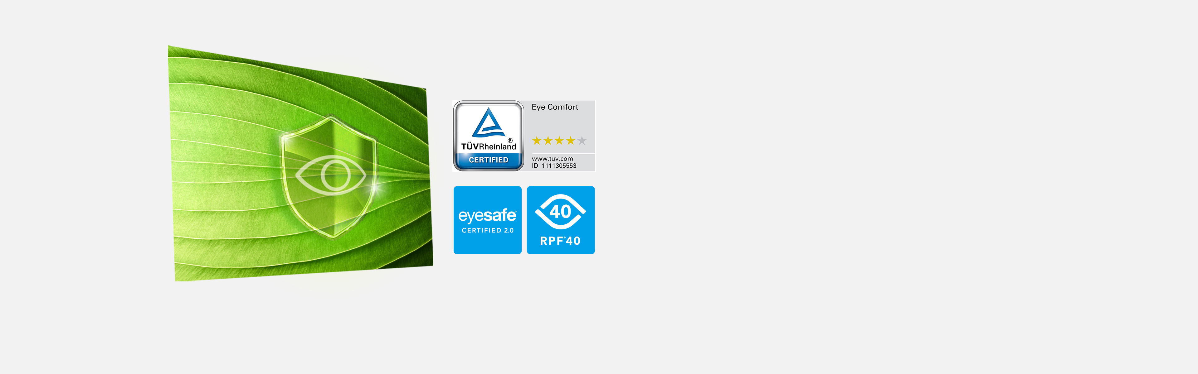 Certified for Eye Comfort—TÜV 4-Star standard and Eyesafe Certified 2.0 prove BL2490TC protects your eyes all day.