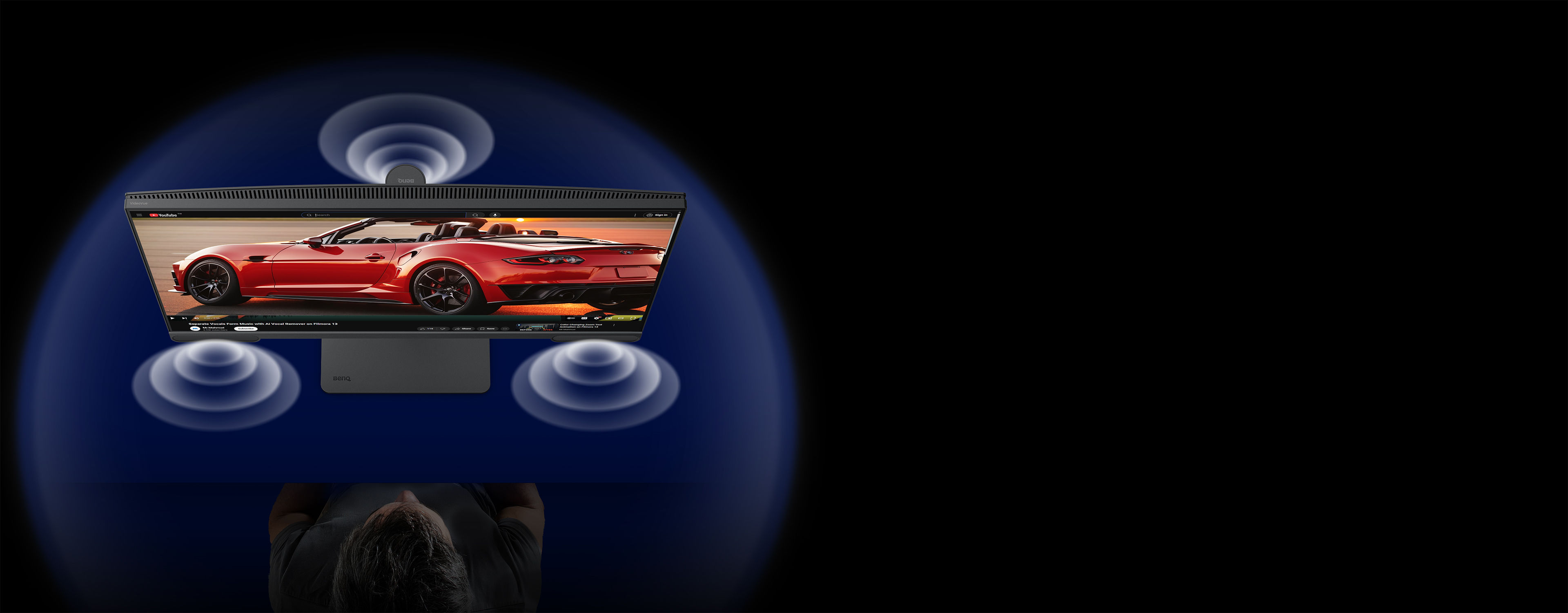 Built-in mid-high speakers and a dedicated subwoofer deliver balanced sound.