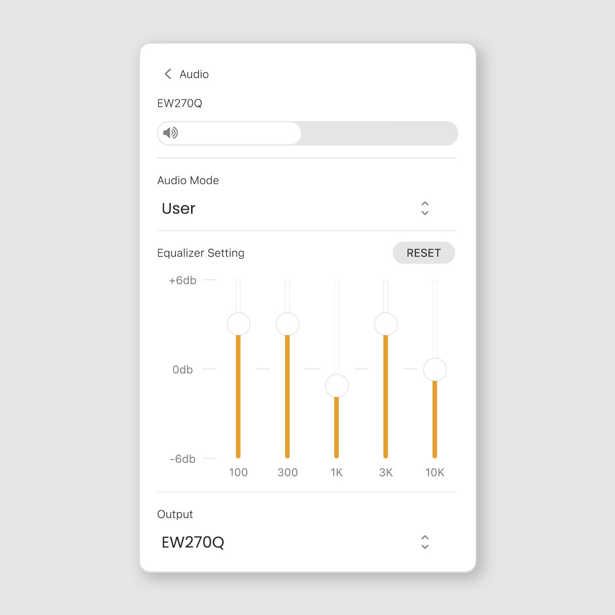 可以在用户音频模式下调整均衡器，以满足您的个人偏好，确保个性化的音频体验