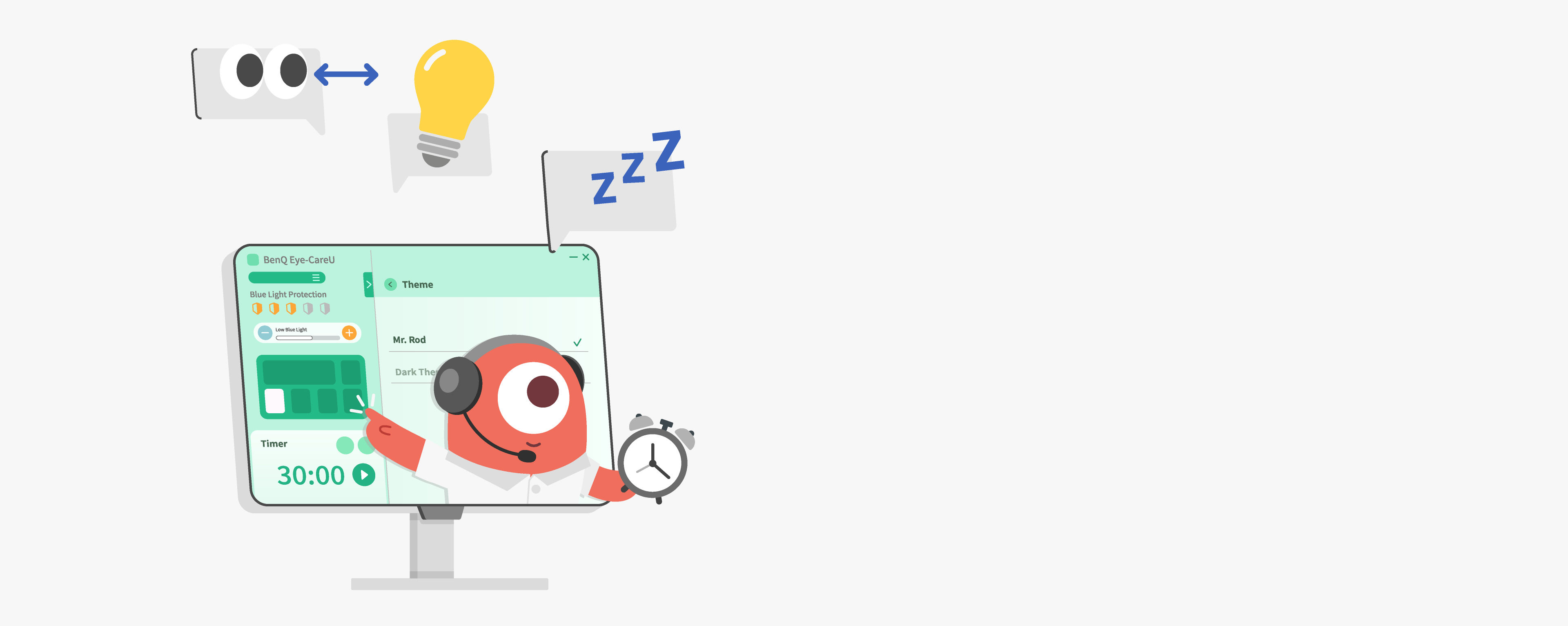 BenQ GW2790QT pop-up software works as an reminder assistant, allowing quick navigation and setting via its quick on-screen control.