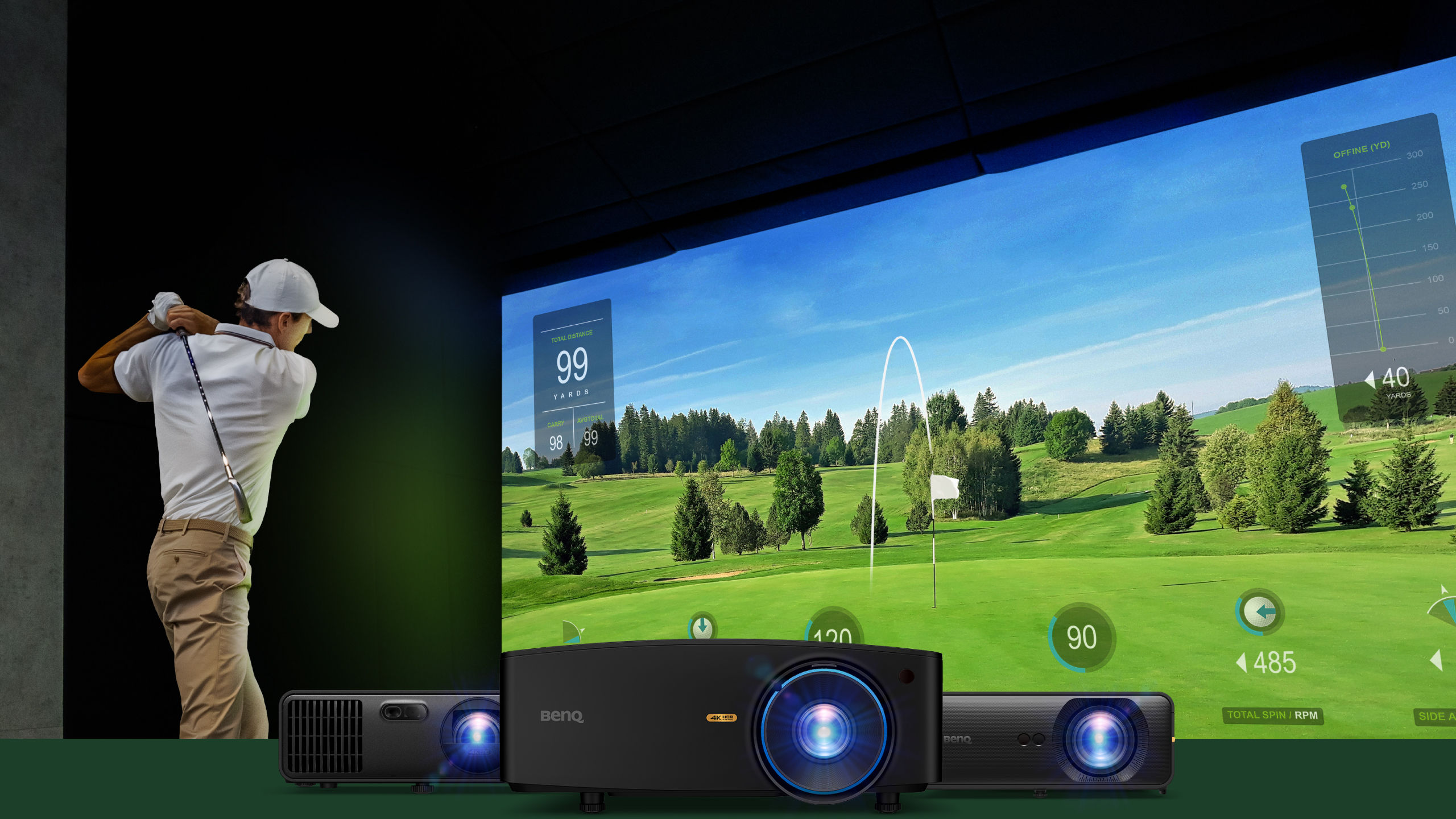 Easy diy golf sim projector setup home golf sim installation and realistic picture with BenQ Ace 4k laser golf projector series