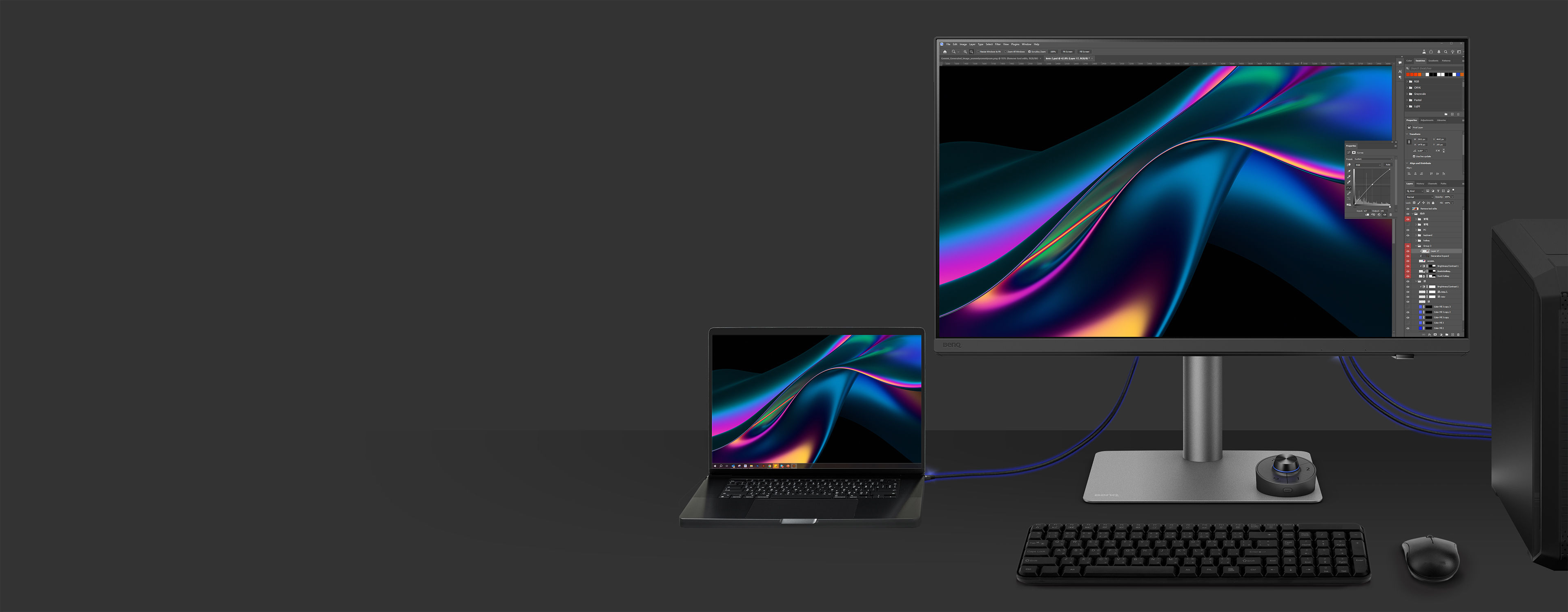 With built-in KVM (keyboard, video, mouse) switch functionality, the monitors allows users to control two systems from one keyboard and mouse set