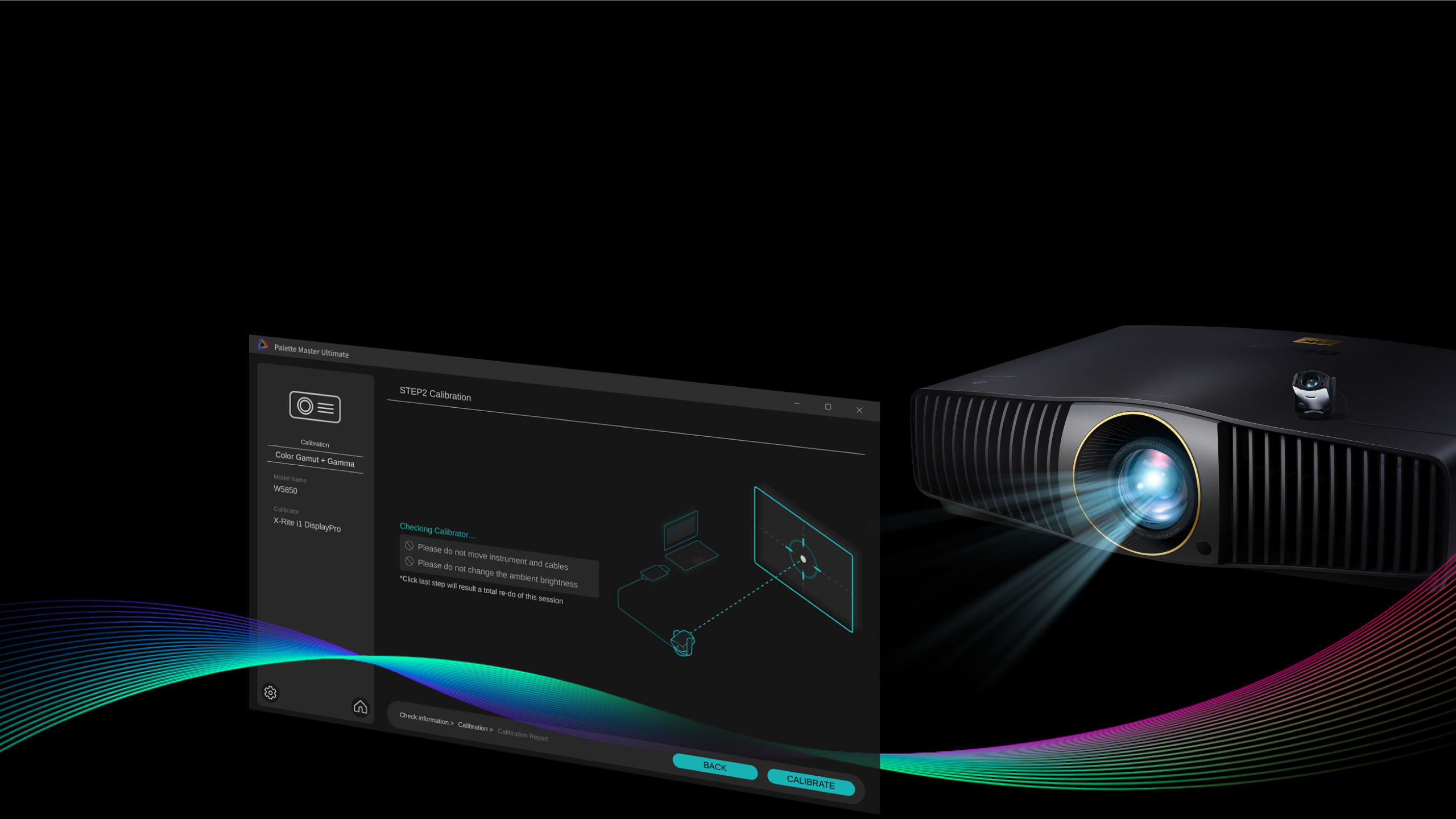 BenQ PMU projector calibration software for W Series home cinema projector Rec.709 DCI-P3 industrial-level color calibration