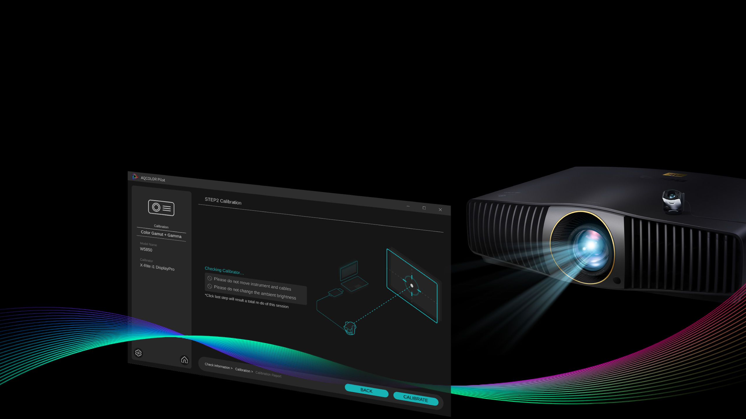 BenQ PMU projector calibration software for W Series home cinema projector Rec.709 DCI-P3 industrial-level color calibration