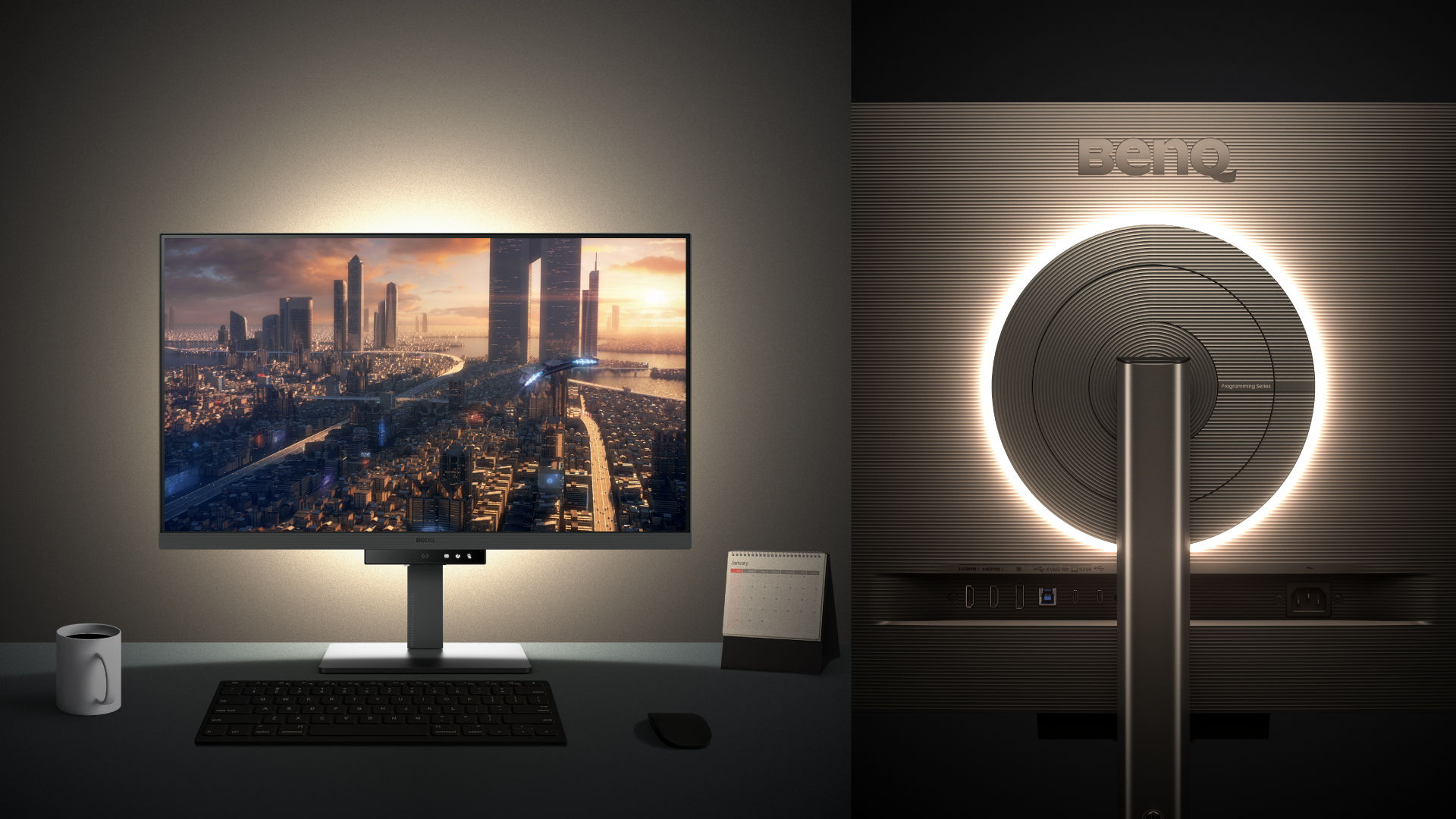 With RD320U, MoonHalo seamlessly syncs with your monitor for easy adjustments of switch, brightness, color temperature, light mode, and non-stop mode.